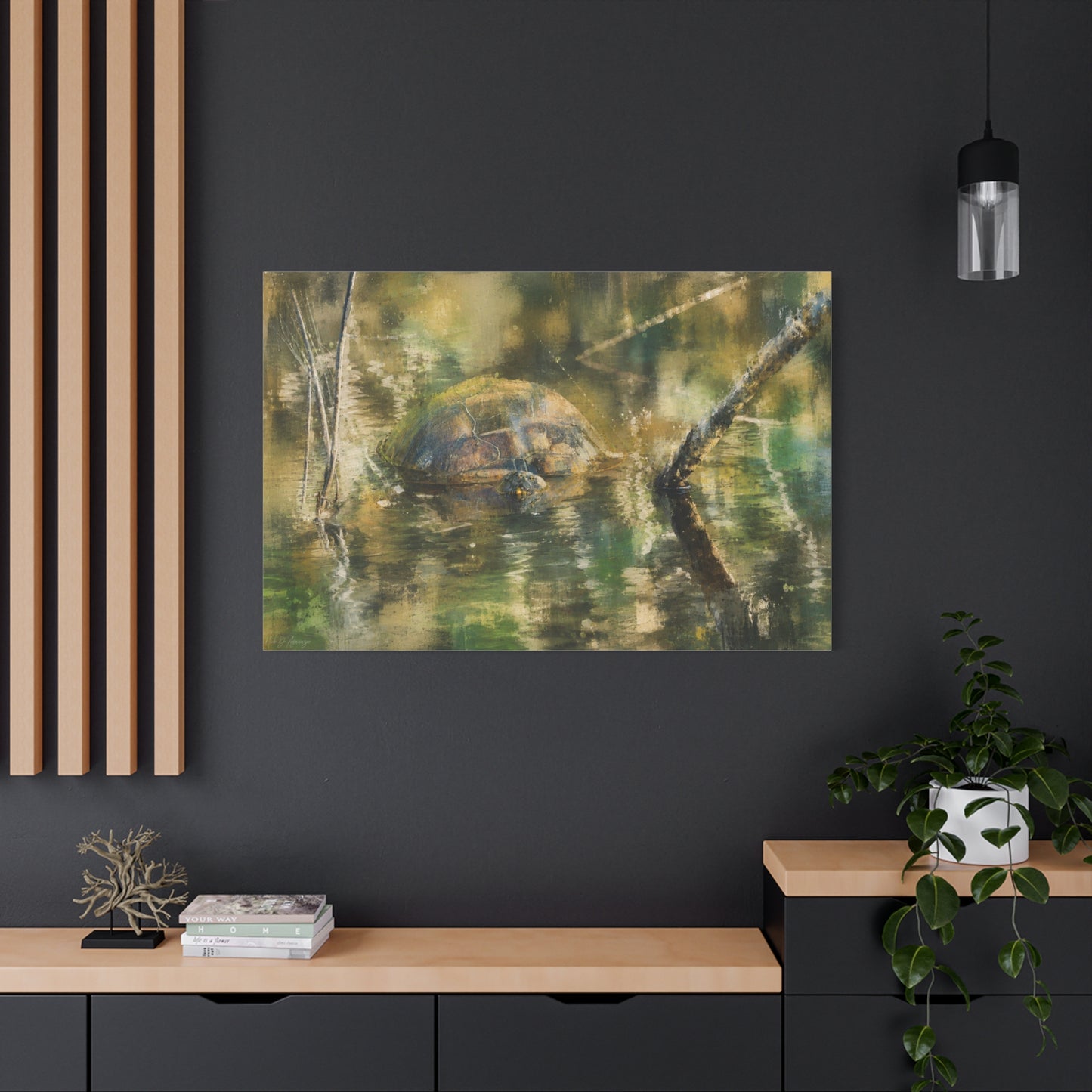 Painted Turtle Light Abstract Canvas Print