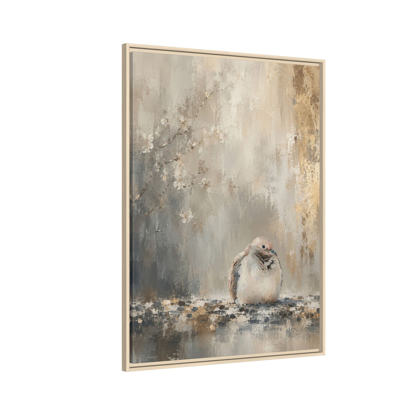 Dove Light Abstract Framed Canvas Print