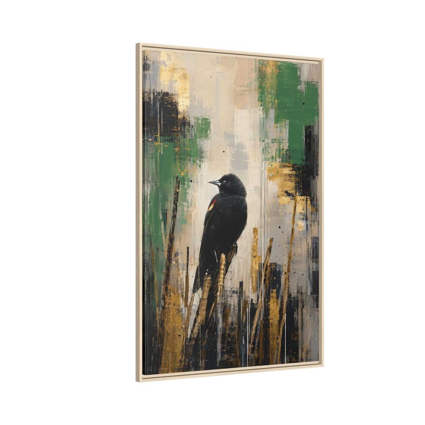 Blackbird Abstract Framed Canvas Print