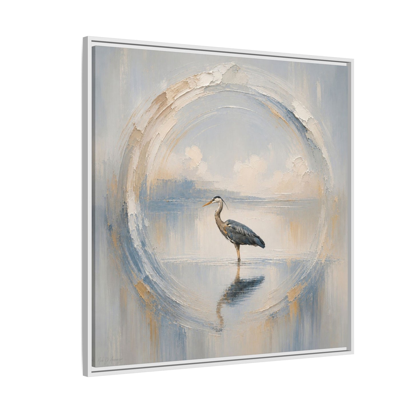 Great Blue Heron Abstract Framed Canvas Print
