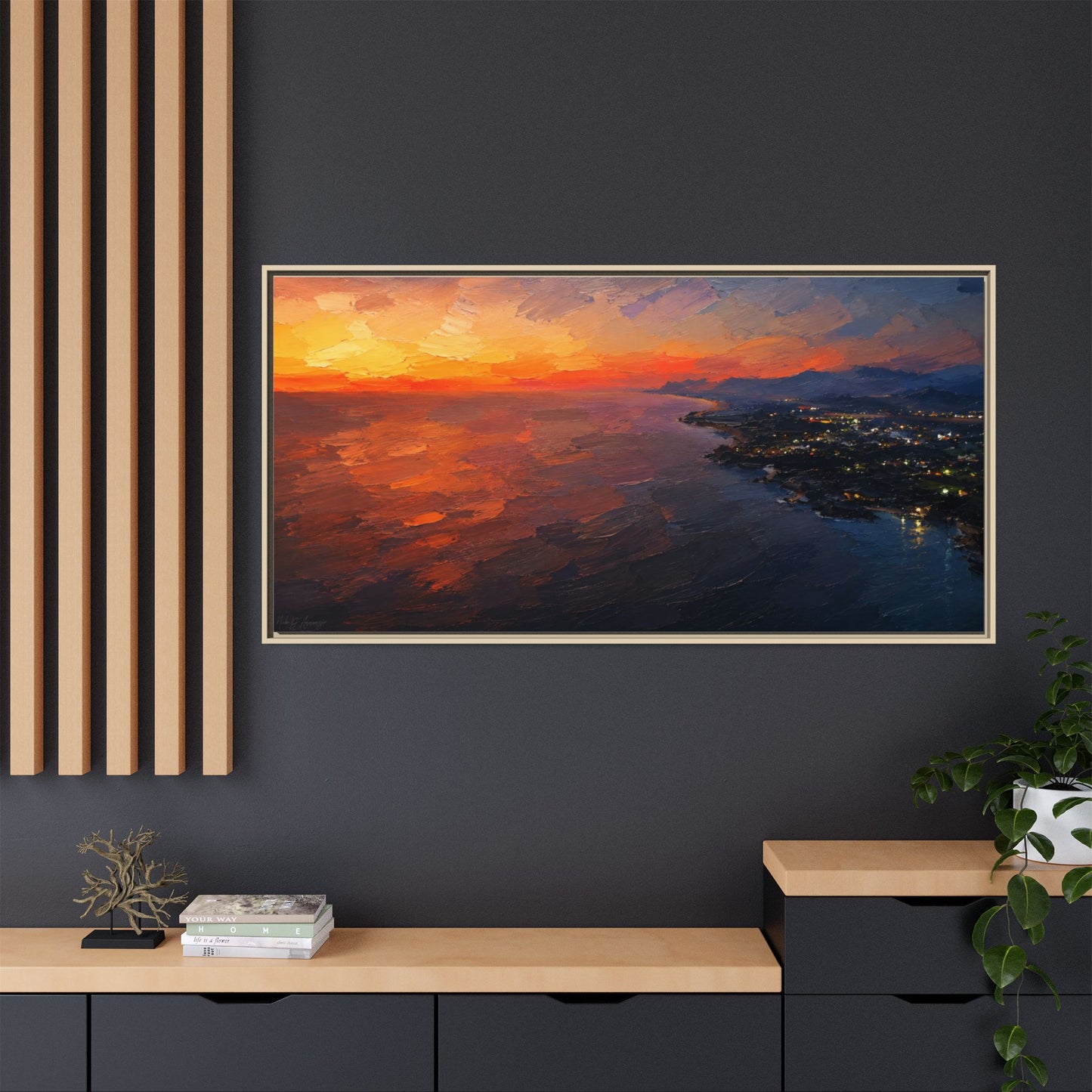 Puerto Escondido Sunset Abstract Framed Canvas Print
