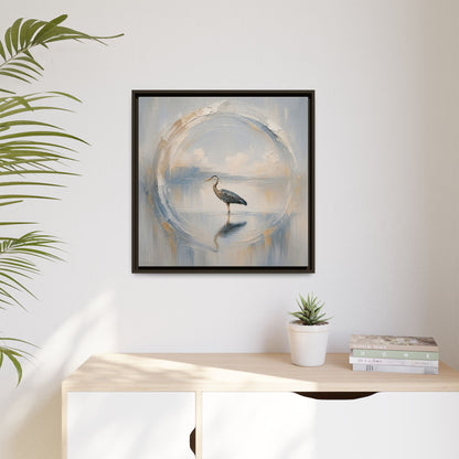 Great Blue Heron Abstract Framed Canvas Print