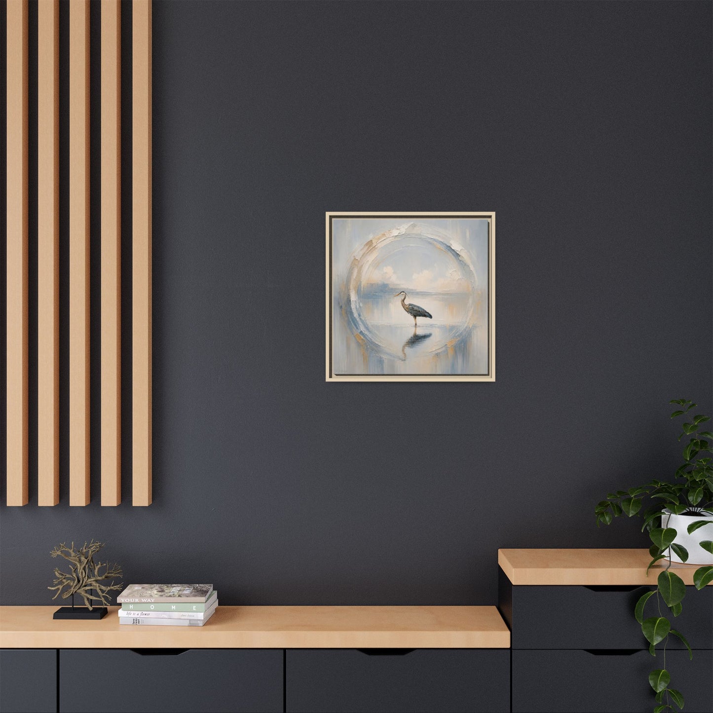 Great Blue Heron Abstract Framed Canvas Print