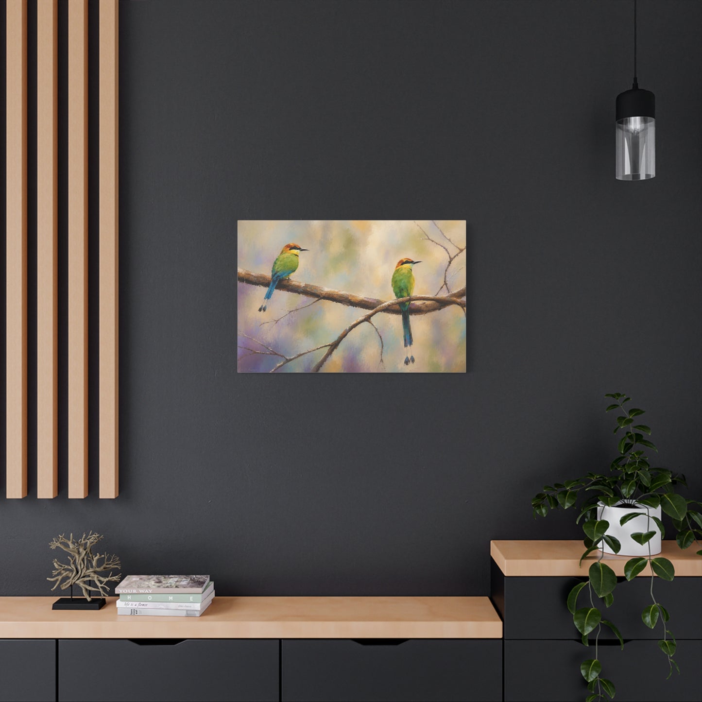 Twin Motmot Abstract Canvas Print
