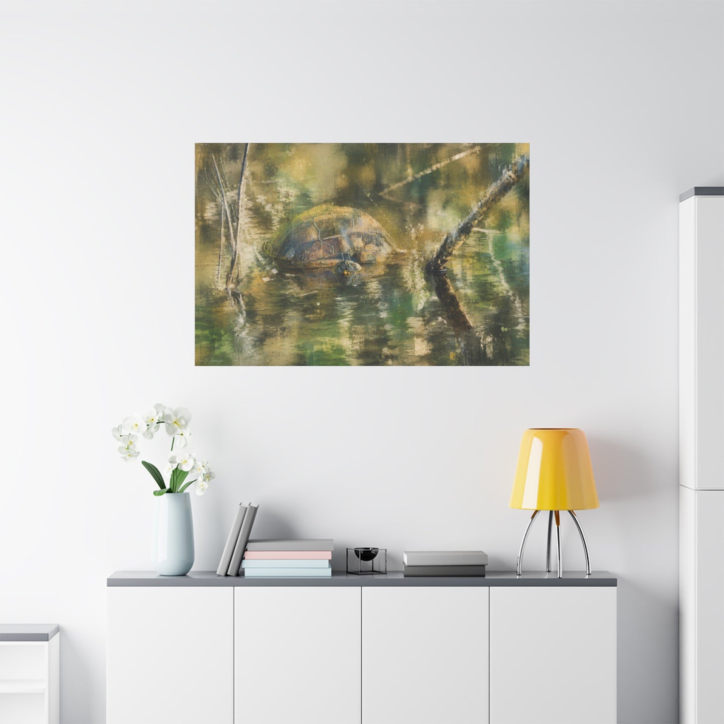 Painted Turtle Light Abstract Canvas Print