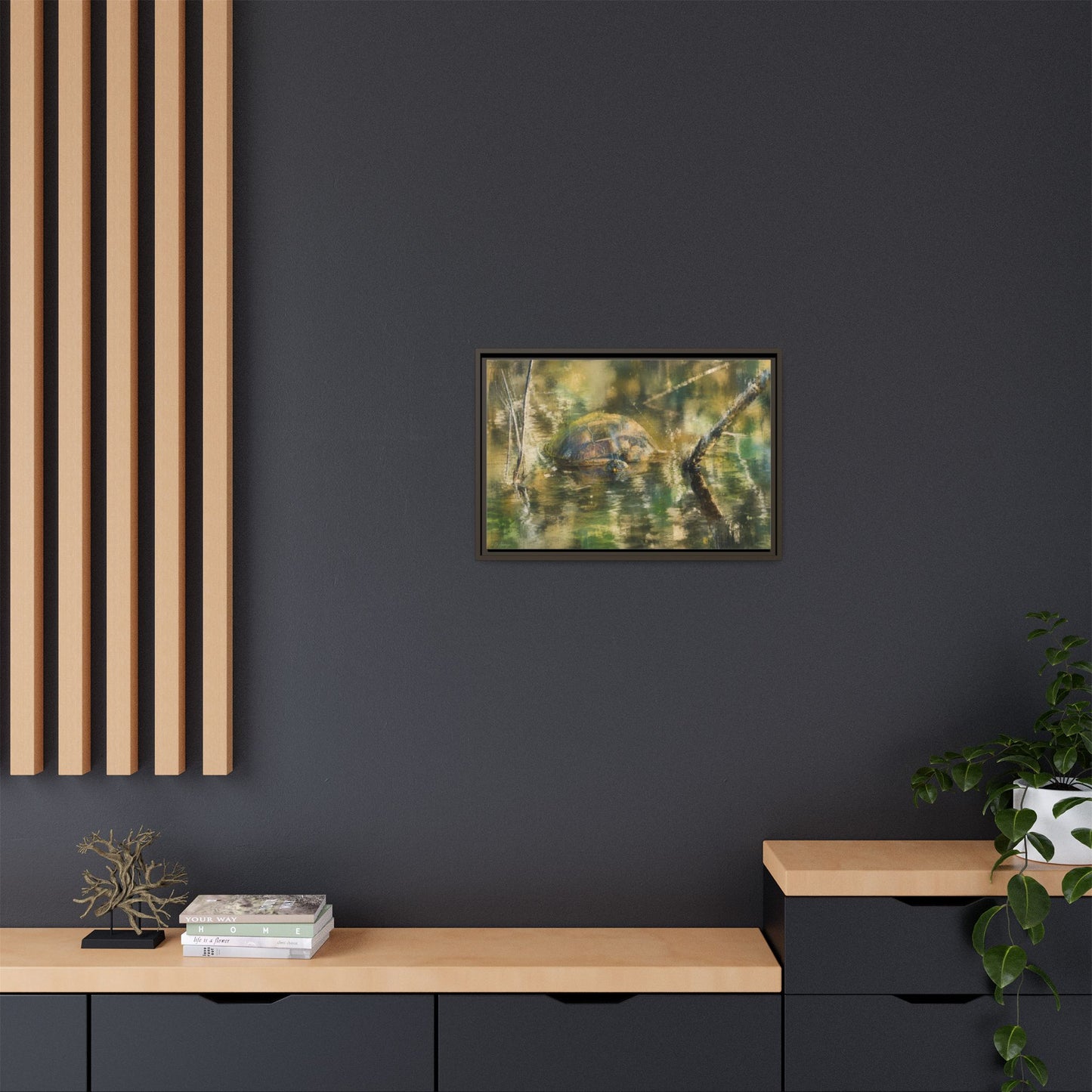 Painted Turtle Light Abstract Framed Canvas Print
