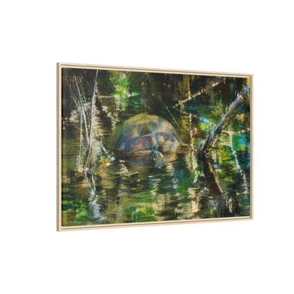 Painted Turtle Abstract Framed Canvas Print