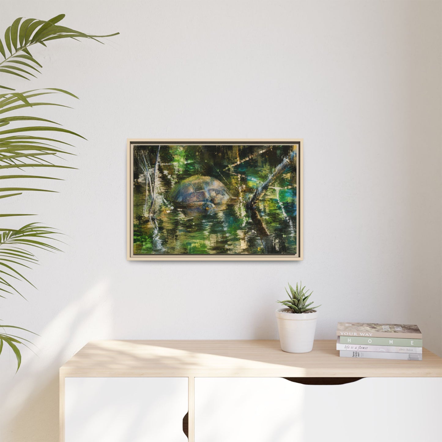 Painted Turtle Abstract Framed Canvas Print