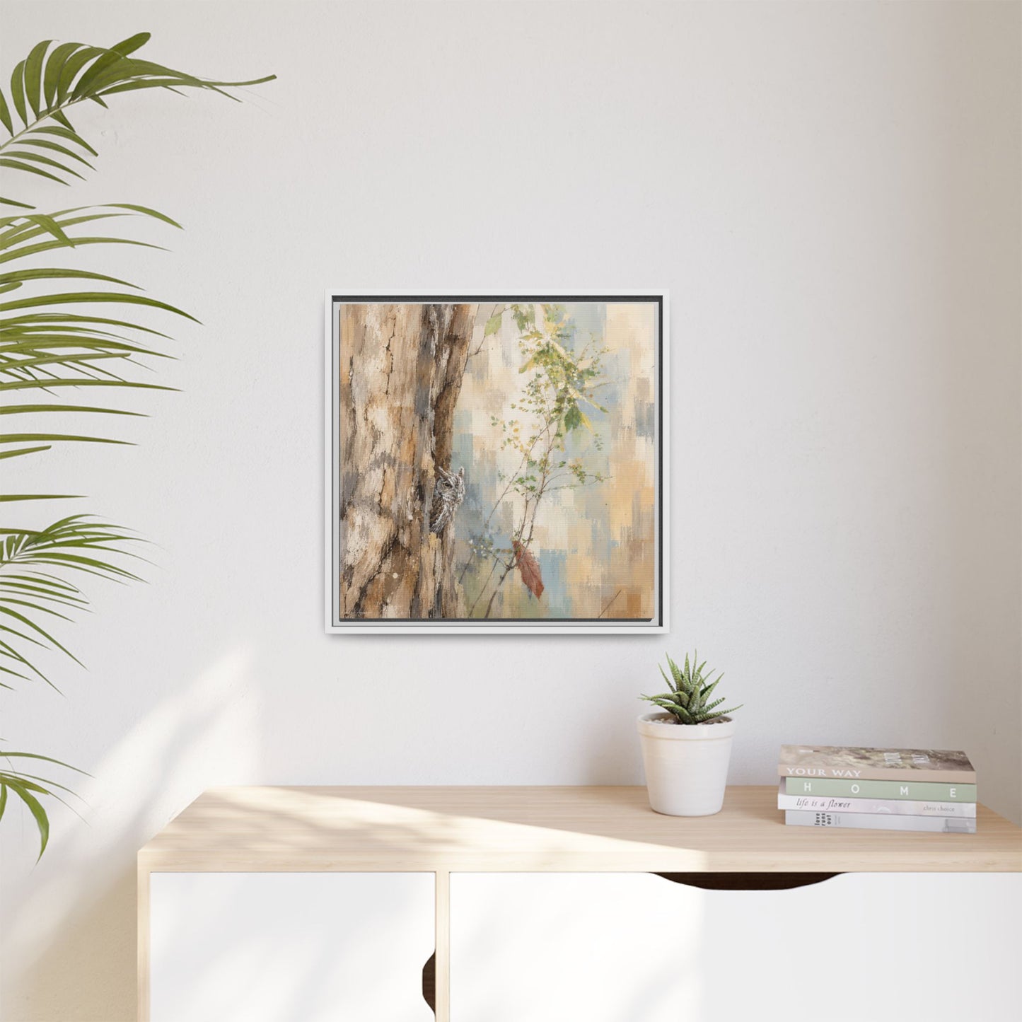 Pacific Screech Owl Abstract Framed Canvas Print