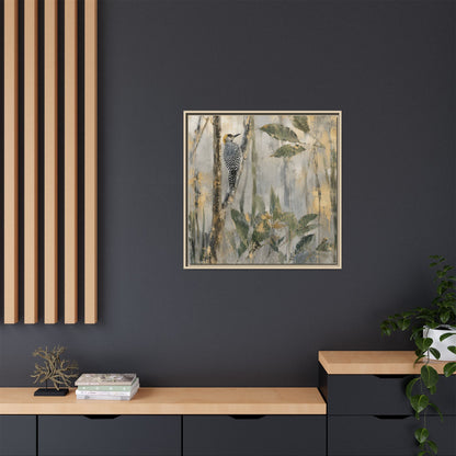 Golden-Cheeked Abstract Framed Canvas Print
