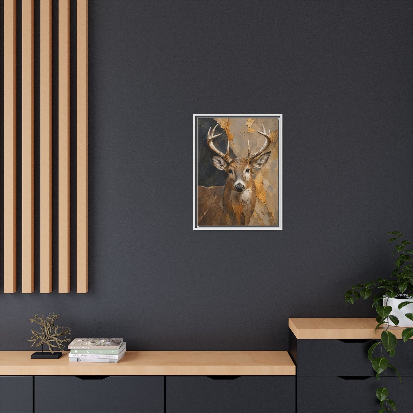 Woodland Buck Abstract Framed Canvas Print