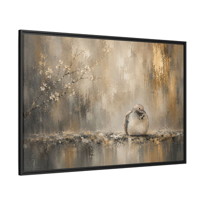 Dove Golden Abstract Framed Canvas Print