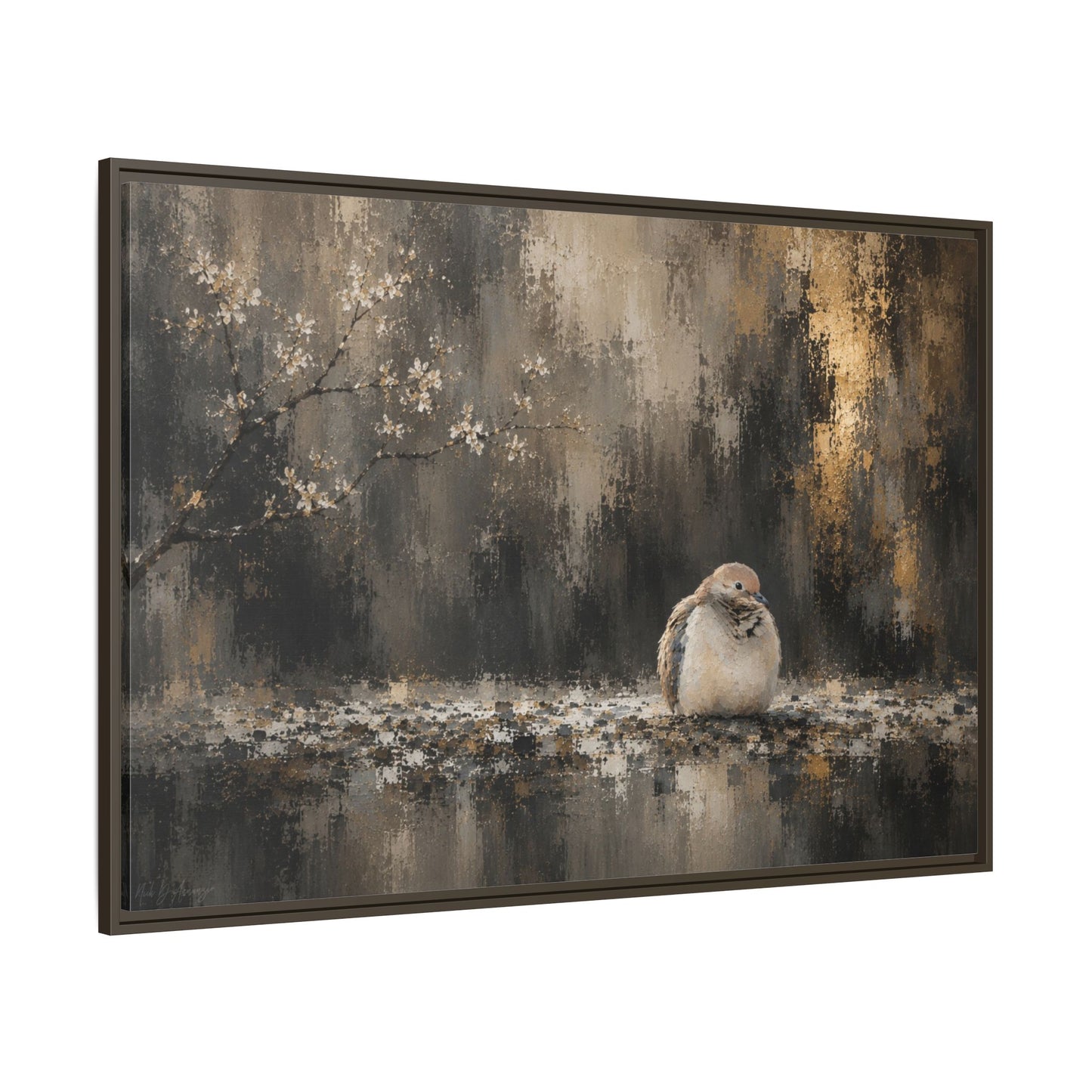 Dove Dark Abstract Framed Canvas Print