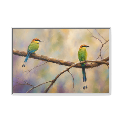 Twin Motmot Abstract Framed Canvas Print