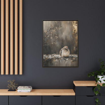 Dove in Shadow Abstract Framed Canvas Print