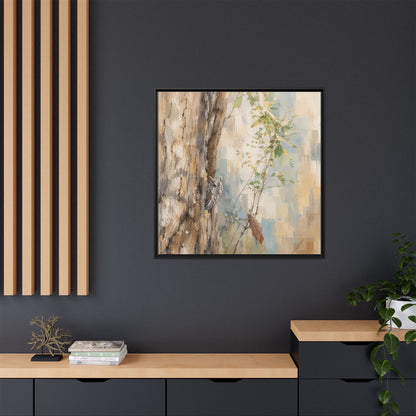 Pacific Screech Owl Abstract Framed Canvas Print
