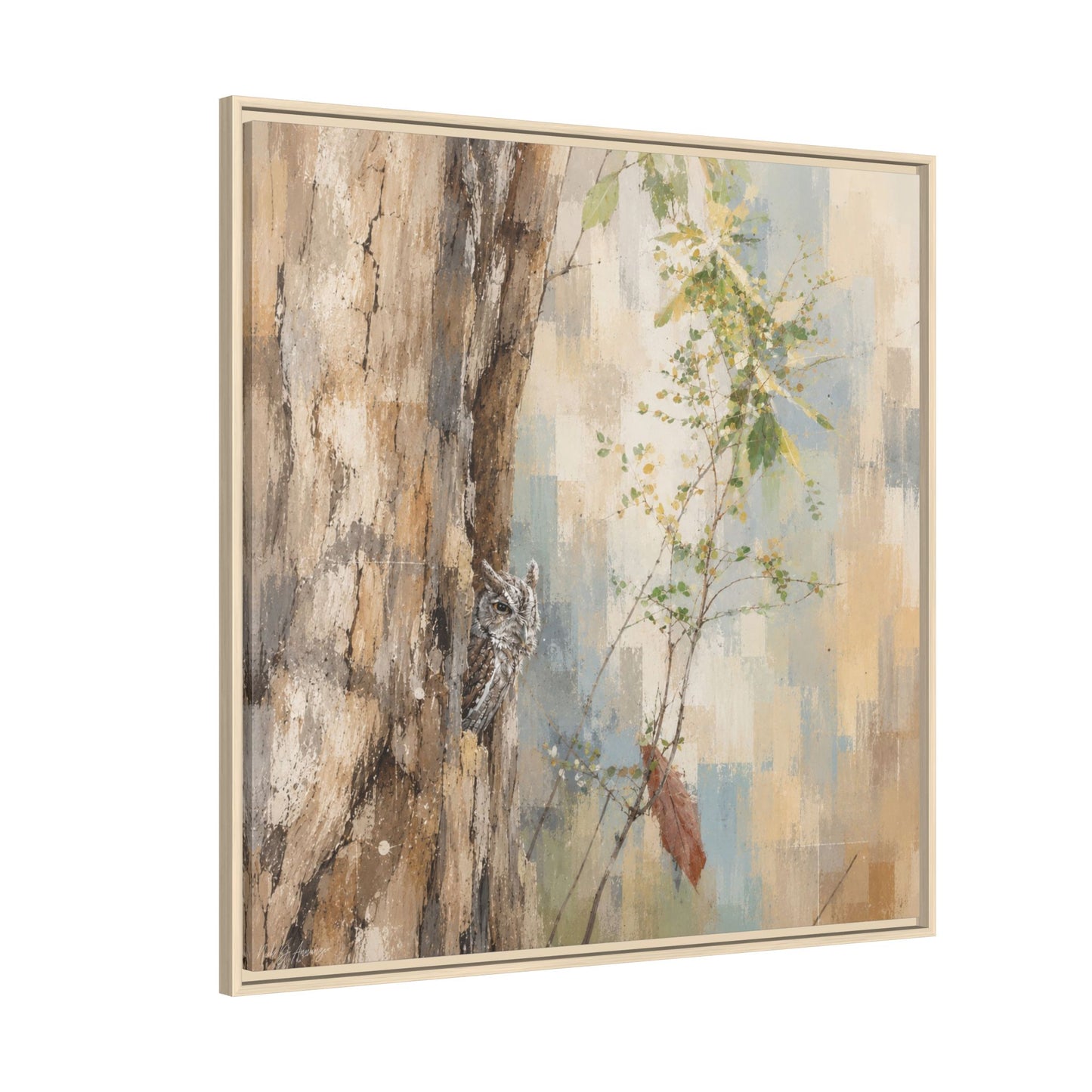 Pacific Screech Owl Abstract Framed Canvas Print