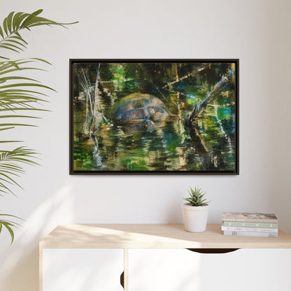 Painted Turtle Abstract Framed Canvas Print