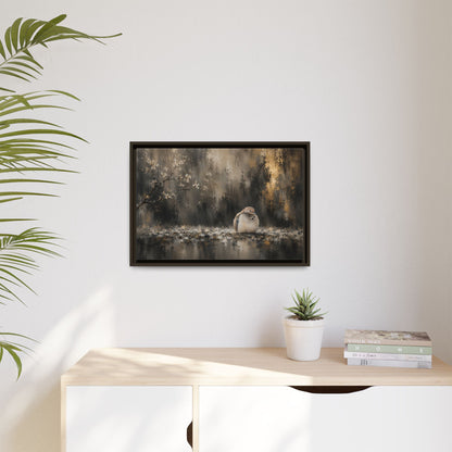 Dove Dark Abstract Framed Canvas Print
