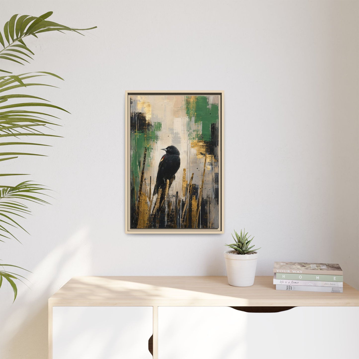 Blackbird Abstract Framed Canvas Print
