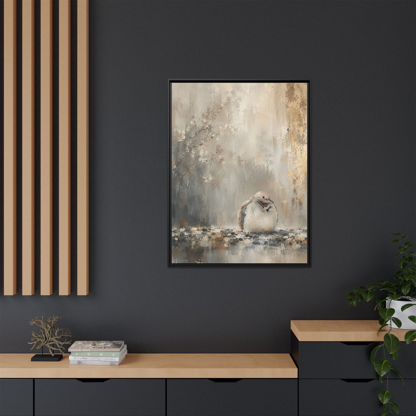 Dove Light Abstract Framed Canvas Print