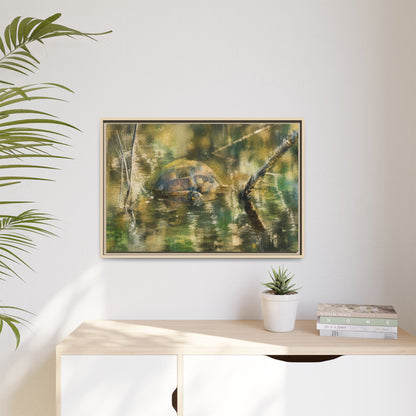Painted Turtle Light Abstract Framed Canvas Print