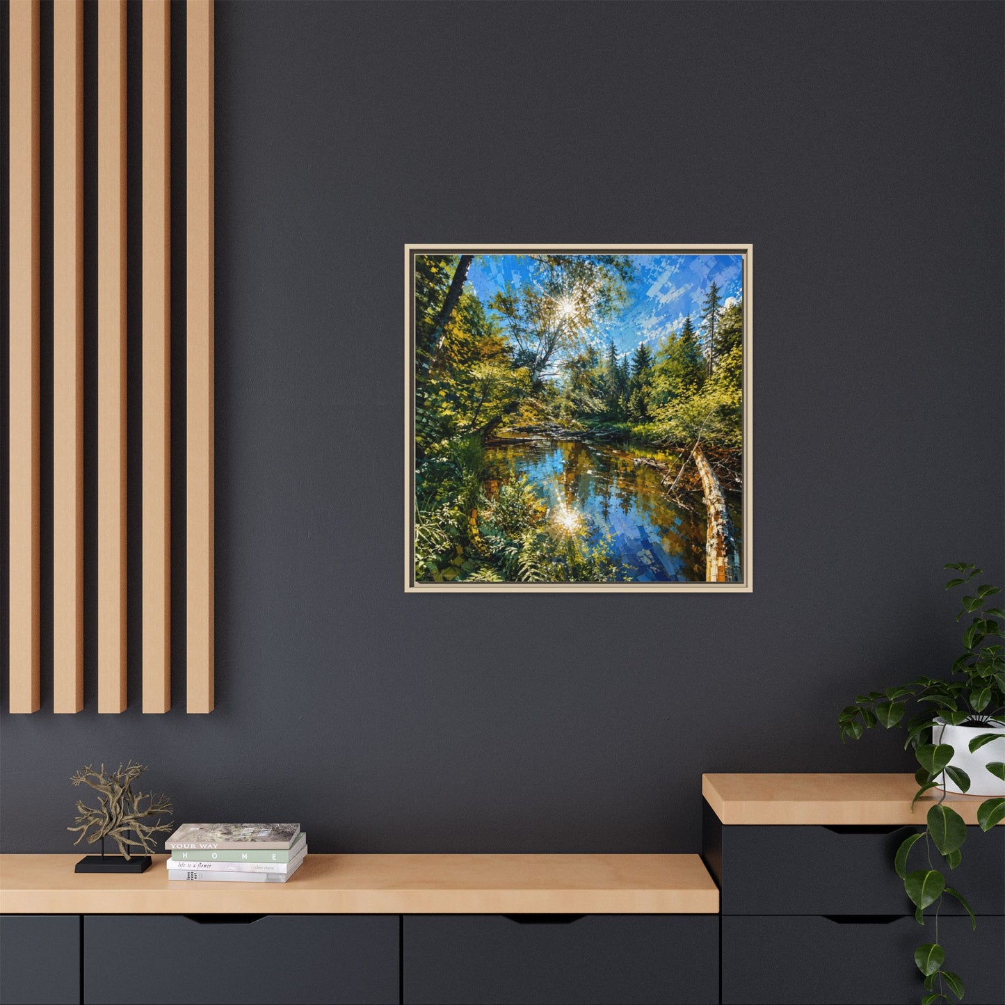 Apsley River Abstract Framed Canvas Print