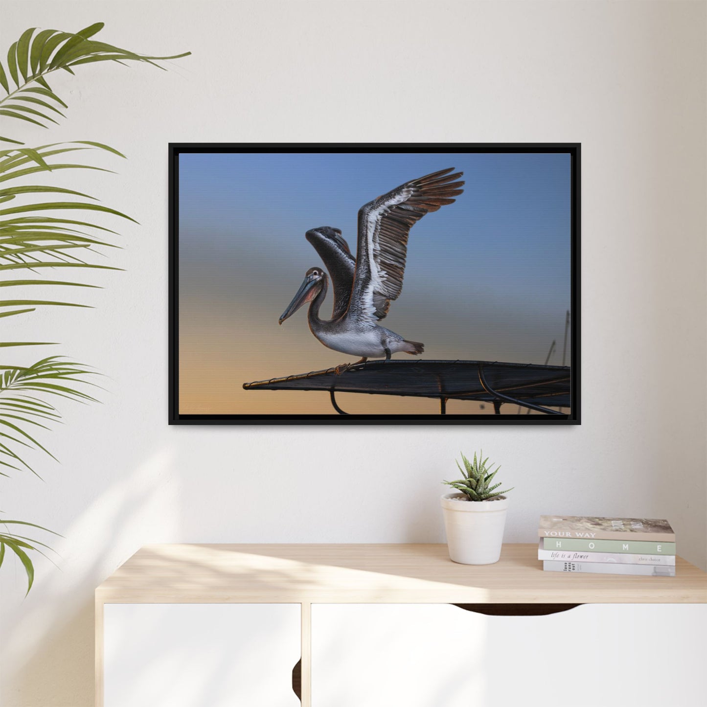 Coastal Pelican | Framed Canvas