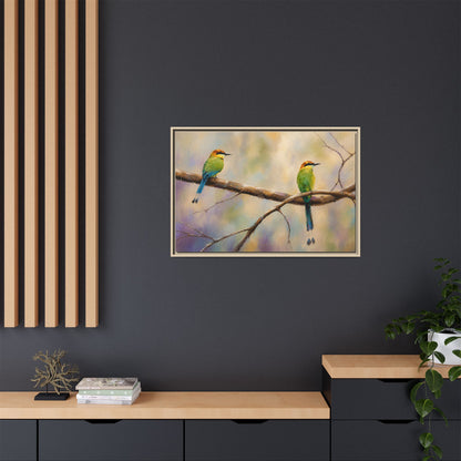 Twin Motmot Abstract Framed Canvas Print