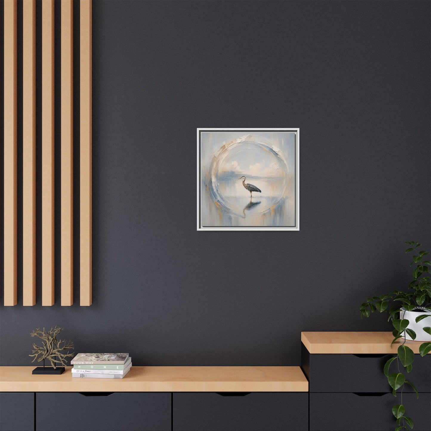 Great Blue Heron Abstract Framed Canvas Print