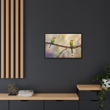 Twin Motmot Abstract Framed Canvas Print