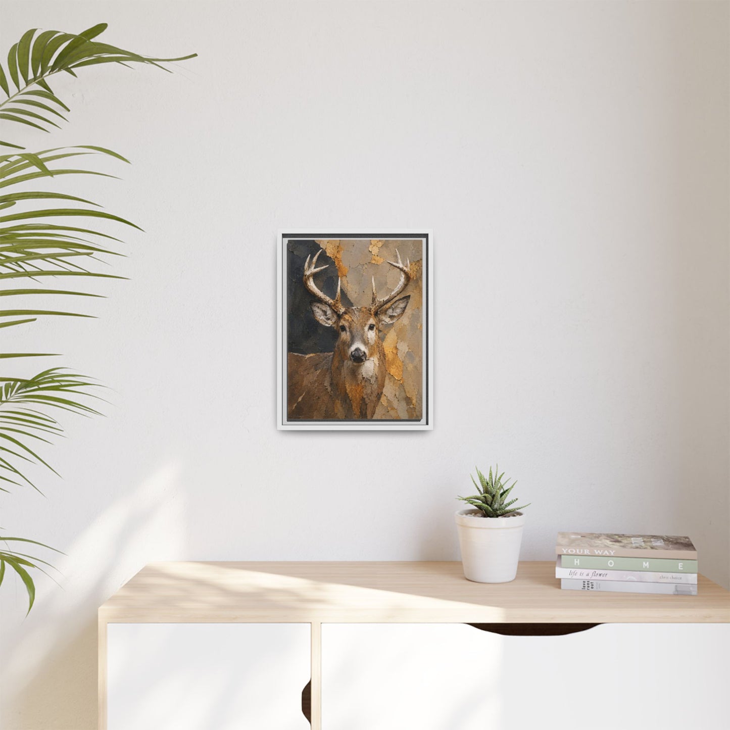Woodland Buck Abstract Framed Canvas Print