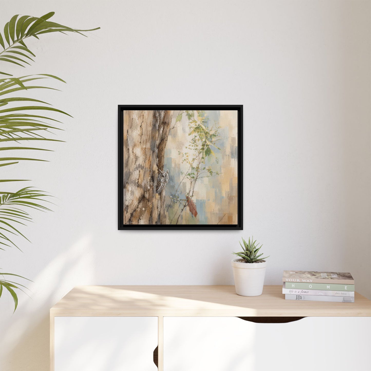 Pacific Screech Owl Abstract Framed Canvas Print