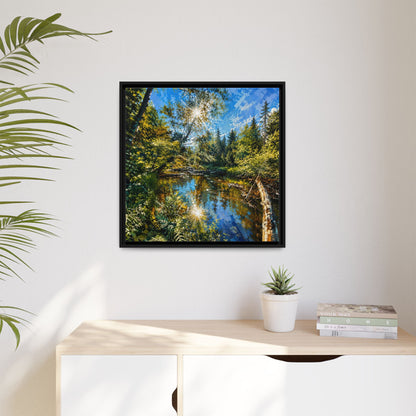 Apsley River Abstract Framed Canvas Print