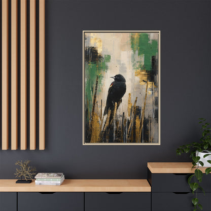 Blackbird Abstract Framed Canvas Print