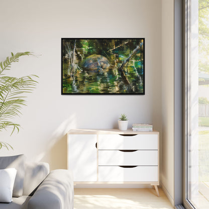 Painted Turtle Abstract Framed Canvas Print