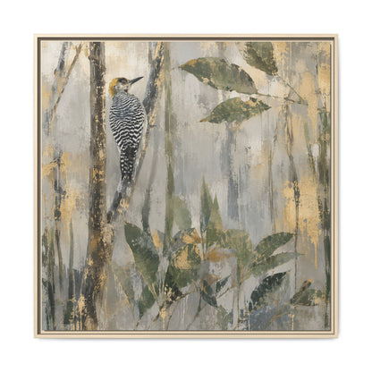 Golden-Cheeked Abstract Framed Canvas Print