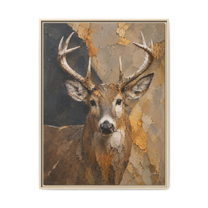 Woodland Buck Abstract Framed Canvas Print