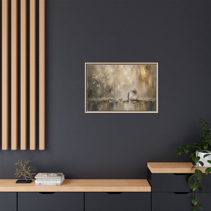 Dove Golden Abstract Framed Canvas Print