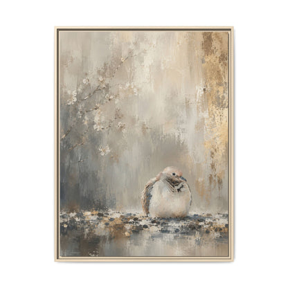 Dove Light Abstract Framed Canvas Print