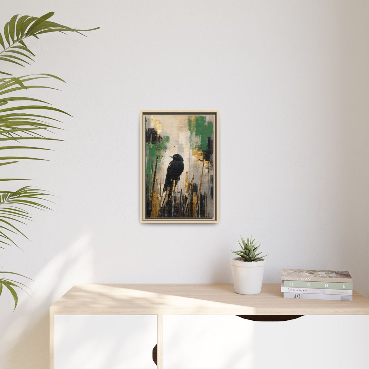 Blackbird Abstract Framed Canvas Print