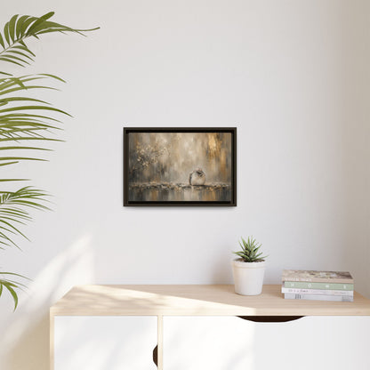 Dove Golden Abstract Framed Canvas Print