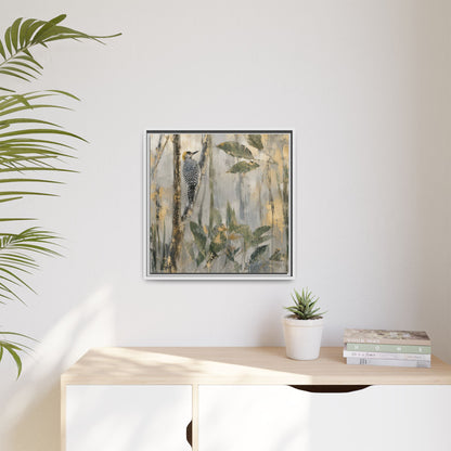 Golden-Cheeked Abstract Framed Canvas Print