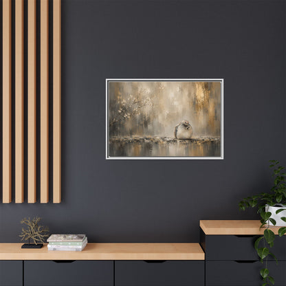 Dove Golden Abstract Framed Canvas Print