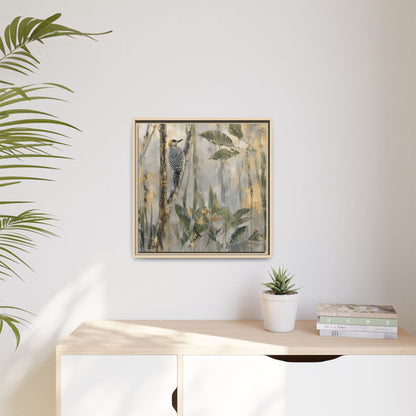 Golden-Cheeked Abstract Framed Canvas Print