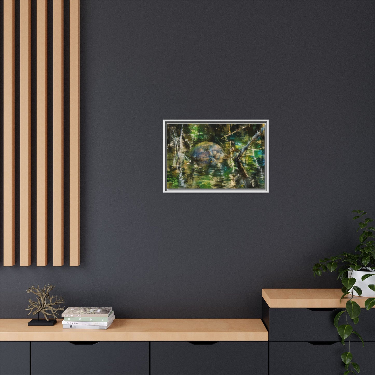 Painted Turtle Abstract Framed Canvas Print