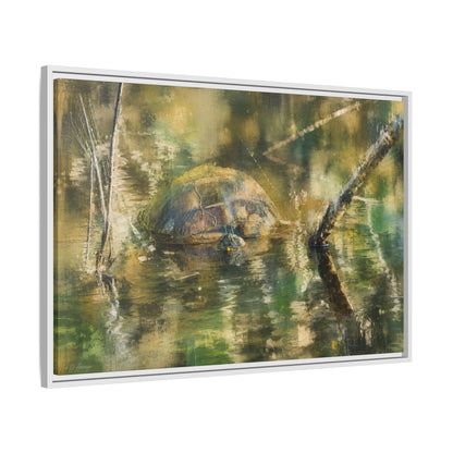 Painted Turtle Light Abstract Framed Canvas Print