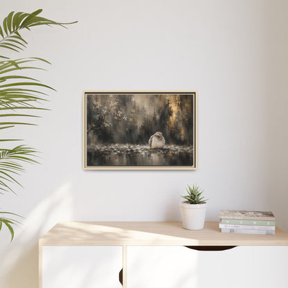 Dove Dark Abstract Framed Canvas Print