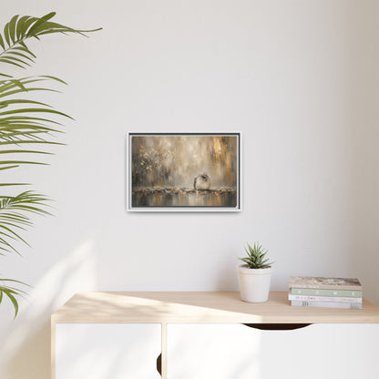 Dove Golden Abstract Framed Canvas Print