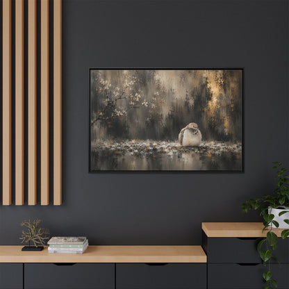 Dove Dark Abstract Framed Canvas Print